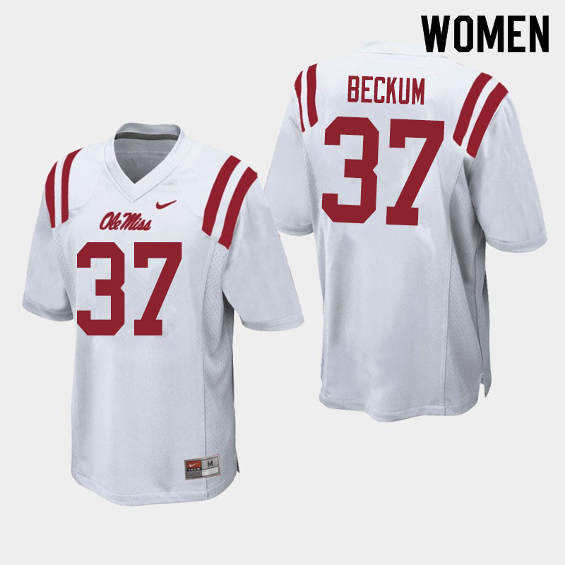 David Beckum Ole Miss Rebels NCAA Women's White #37 Stitched Limited College Football Jersey LHS1158SB